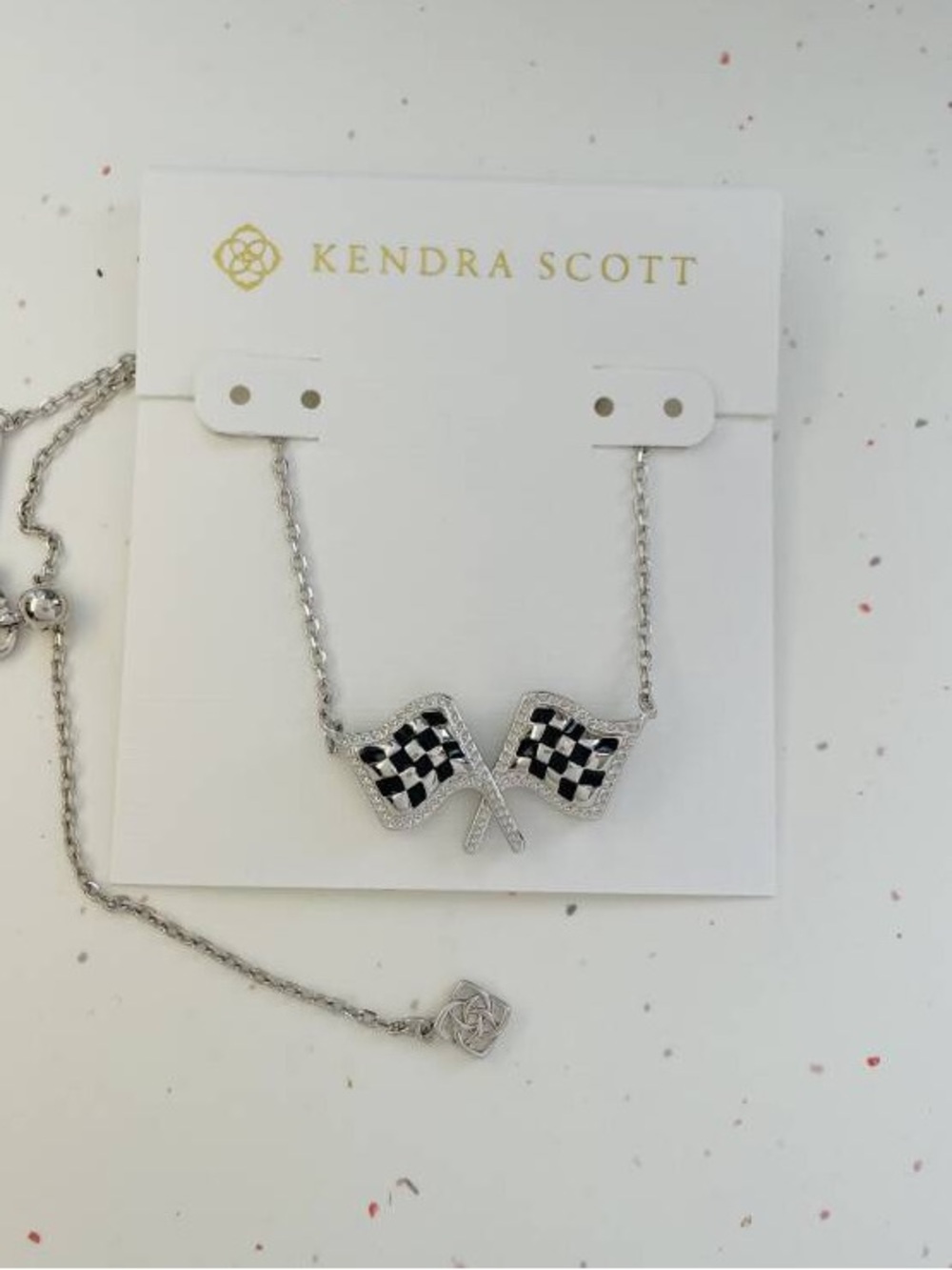Kendra scott Silver Checkered Flag Necklace